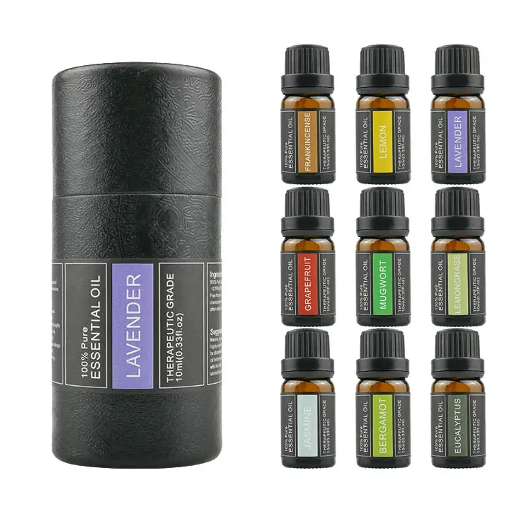 Conjunto de óleos essenciais de aromaterapia orgânica, rótulo privado, camomile de lavanda, personalizado, 100 puro óleo essencial natural, presente