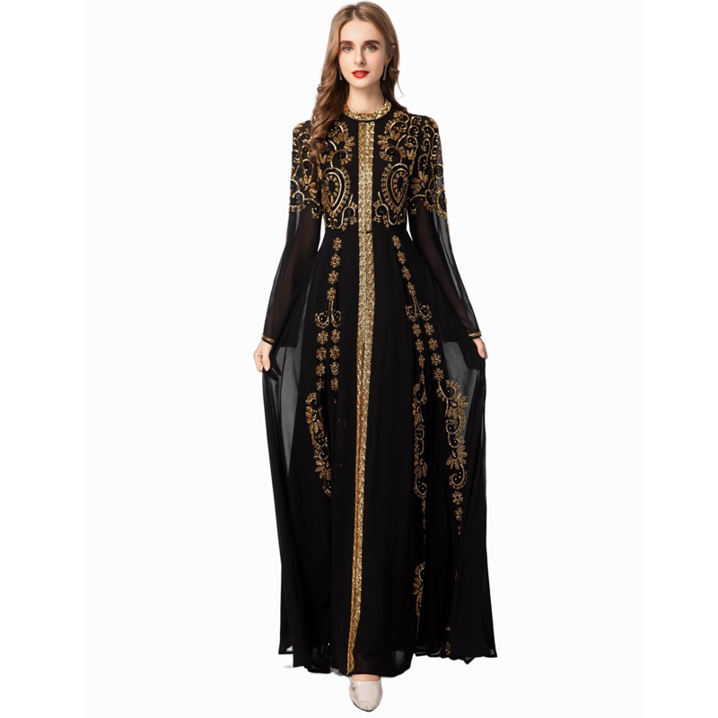 On Sale Black Dress With Gold Belt Elegant Polynesian Design | Alibaba.com