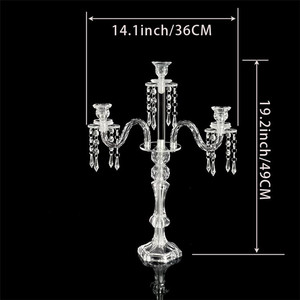 Candélabre en acrylique transparent à 3/5 bras, porte-bougie, chandelier de mariage, centre de table pour décoration intérieure, dîner aux chandelles - Product Image 4