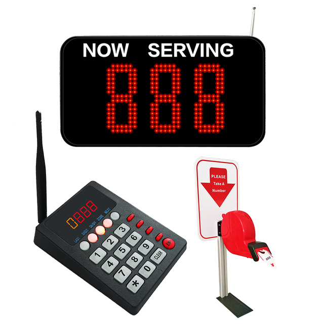 Wireless Queue Calling System with Number Display and Keyboard for Restaurant Pager & Bank Shift Management Ticket Dispenser