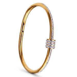 Bracelet de luxe en acier inoxydable pour femme, style taille fine, vente en gros de bijoux en acier inoxydable, bracelets tendance en zircon - Product Image 3