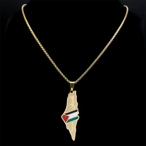 Collar con colgante de <span class=keywords><strong>mapa</strong></span> personalizado de moda de acero inoxidable étnico para regalo <span class=keywords><strong>Europa</strong></span> América Popular comercio electrónico transfronterizo - Product Image 1