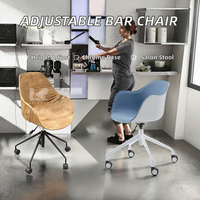 Chaise de salle à manger moderne réglable en métal et fer, tabouret avec revêtement en cuir pour salon de beauté, salon, barbier, manucure, salon, hôtel