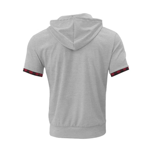 <b>Men's</b> Summer Leisure Sports Short-Sleeved T-Shirt <b>Grey</b> Waffle <b>Hoody</b> with Large Size Made of Polyester/Cotton - Product Image 1