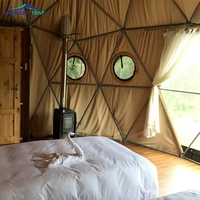 Toit de luxe en PVC chauffé Eco préfabriqué dôme géodésique transparent hôtel tente de glamping maison désert tente dôme ronde pour le camping
