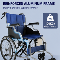 Fauteuil roulant manuel en aluminium, capacité 100 kg, pour personnes âgées, accoudoirs en mousse, intérieur/extérieur, pour soignants et soins – Ventes Flash