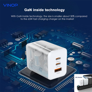 Chargeur rapide GaN Tech 65W à vente rapide avec 2 ports USB-C et 1 port USB-A, prise US, pour <span class=keywords><strong>iPhone</strong></span> et Samsung - Product Image 5