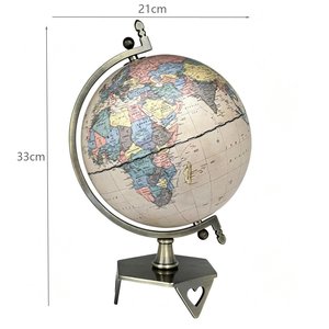 Globo Terráqueo Vintage de Papel de 20 cm con Base Hexagonal de Metal Bronce Antiguo, Giratorio 360°, con Geografía Política <span class=keywords><strong>en</strong></span> Inglés - Product Image 2