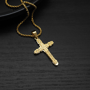 Cruz <span class=keywords><strong>gran</strong></span> pared <span class=keywords><strong>patrón</strong></span> religioso anti no deslustre impermeable Acero inoxidable moda joyería colgante collares hombres al por mayor - Product Image 2