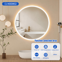 Miroir LED rond Joystar de 24 pouces (60 cm) avec halo lumineux en acrylique, anti-buée, indice de protection IP44, interrupteur tactile pour salon et hôtel