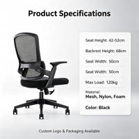 Chaise de bureau ergonomique en maille à dossier haut avec support lombaire, pivotante, rafraîchissante et extensible