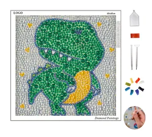 5d Diy Diamond Painting Cartoon Animal Partial Drill Dinosaur Picture For Children