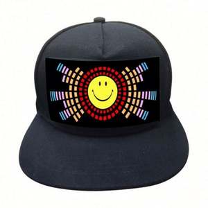 Casquette LED Lumineuse Personnalisable pour Fête, Activée par le Son, avec Design de Personnage, Style Sportif, 100% Coton, Fonctionnant sur Piles - Product Image 1