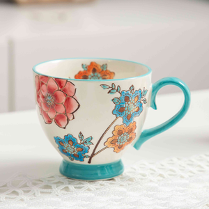 European Style 10oz Ceramic Coffee <b>Mugs</b> <b>Cute</b> Flower Pattern Porcelain Cappuccino Tea Cup Drinking Cups Christmas <b>Mug</b> - Product Image 6