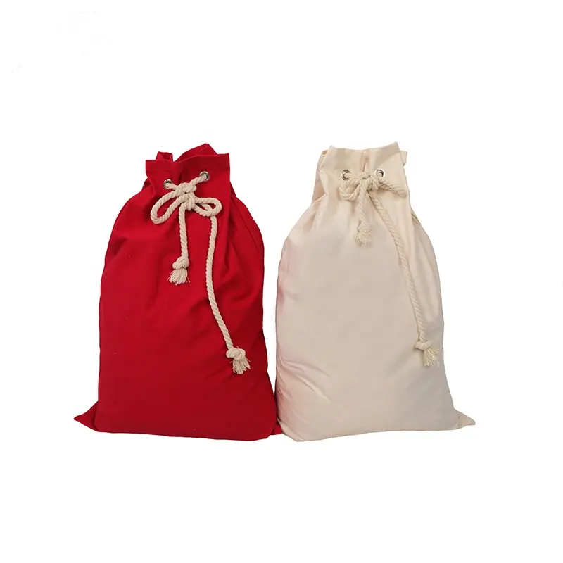 Bolsas de algodón personalizadas, venta al por mayor, decoraciones navideñas, lona para sublimación