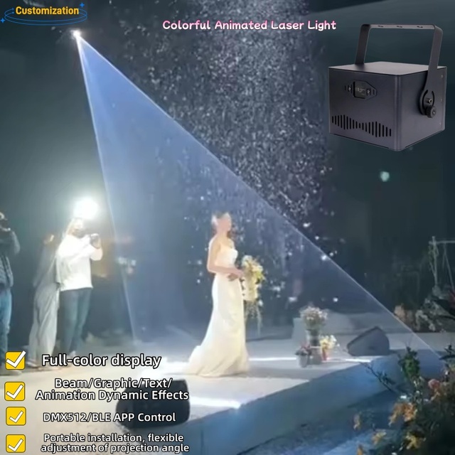 Professional High Brightness RGB Animation Beam Laser Projector DMX512 Control 1W/2W/3W Power CRI 80 DJ Stage Lighting for
