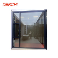Fenêtres fixes en aluminium DERCHI NFRC de grande taille, résistantes aux ouragans, à double vitrage, pour sol, coin, image fixe, courbes
