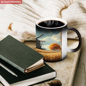 Frosted Black 11oz <b>Ceramic</b> Magic Mug Heat Sensitive Color Changing <b>Cup</b> For Outdoor Hiking Drinking - Product Image 3