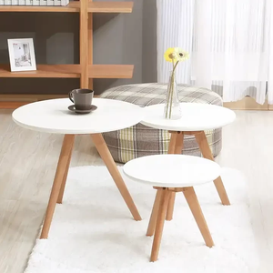 Escritorios Redondos de Madera Jodhpuri Woods con Patas de Madera para Apartamentos Pequeños y Oficinas, Mesa de Madera Maciza Elegante y Duradera, Perfecta para Sala de Estar - Product Image 3