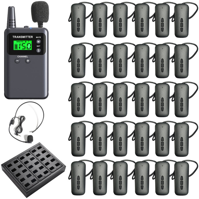 Wireless Whisper Tour Guide System Receiver 2.4G Tour Guide System 999 Channels for Simultaneous Translation Conference Teaching