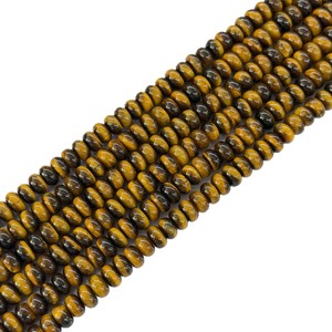 Perles Rondelles Œil de Tigre Jaune Naturel 4x6mm 5x8mm, Perles de <span class=keywords><strong>Pierre</strong></span> <span class=keywords><strong>Précieuse</strong></span> Œil de Tigre pour la Fabrication de Bijoux DIY, Fil Complet - Product Image 4