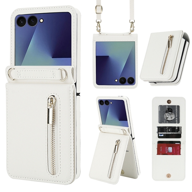 Cross Shoulder Wallet Kickstand case for Samsung Galaxy Z Flip 8/Flip 7, Credit card case cover Moto Razr 70
