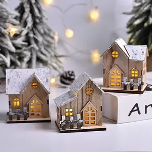 圣诞发光二极管轻型木屋夜光小屋圣诞快乐家居装饰品DIY圣诞树摆件儿童礼物新年