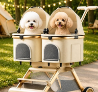 Poussette pour animaux de compagnie SP Twin en alliage d'aluminium, double compartiment, légère, pliable, double couche, pour chats et chiens - Parfaite pour une utilisation en extérieur