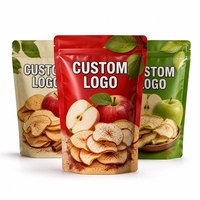 Sachet Doypack personnalisé avec logo pour chips de pommes, refermable à fermeture éclair, pour chips de fruits croustillants, finition mate