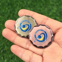 Marqueur de balle de golf forgé à la main en alliage de zinc martelé de 30 mm, personnalisable avec logo, vente en gros directe usine
