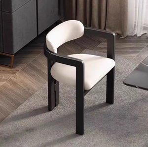 Chaise de salle à manger moderne en cuir à motif griffe de chat, simple et décontractée, avec dossier, stable et écologique - Product Image 4