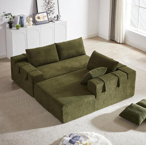 โซฟาหุ้มผ้าเชนิลล์ โซฟาขนาดใหญ่พิเศษ นุ่มสบาย 3 ที่นั่ง พร้อมเบาะรองนั่งสองชั้น สำหรับห้องนั่งเล่น - Product Image 4