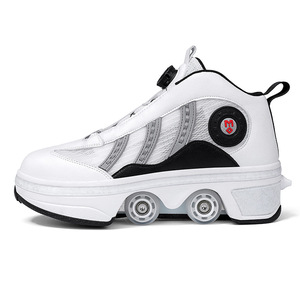 Helios Skateboarding Shoes Double Row Four Wheels <b>Cushioned</b> Sporty <b>Round</b> Toe Rubber Outsole - Product Image 4