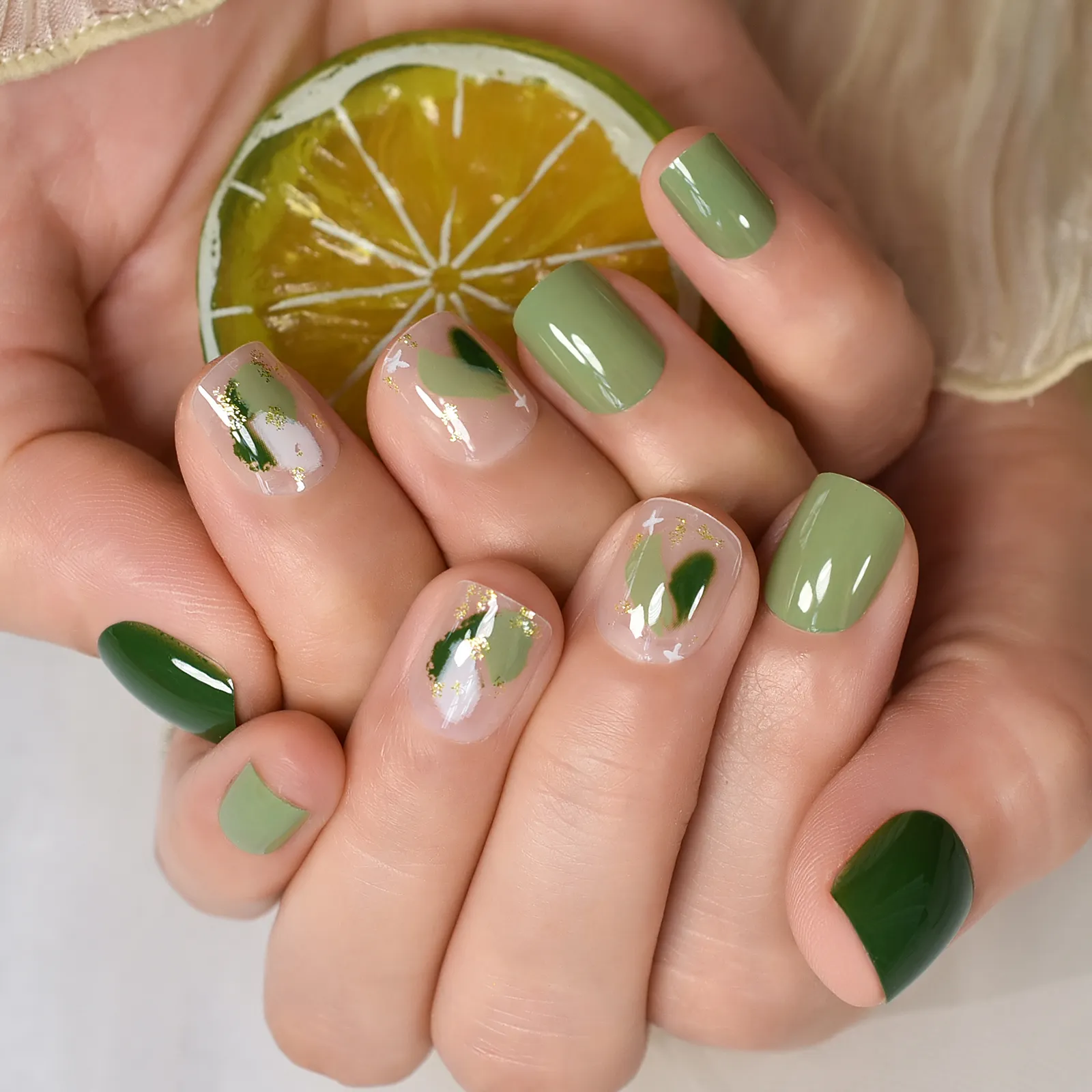 New Products Mixed Color False Nails Salon Decoration Squoval Glitter Artificial Fingernails