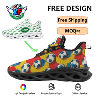 Chaussures de marche décontractées pour hommes avec logo personnalisé, motif football, respirantes, en maille, légères, style streetwear