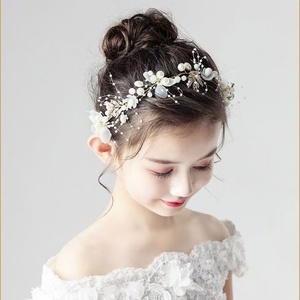 Ragazze carine Tiara floreale dolce per la festa con la fascia di fiori da sposa per bambini fiore di cristallo Tiara adorabile decorazione per capelli - Product Image 1