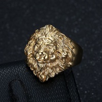 Anneaux de mode en acier inoxydable plaqué or 18 carats, bijoux personnalisés, anneaux hip-hop punk, anneaux de foi du roi lion pour homme, accessoires