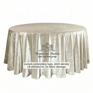 <span class=keywords><strong>Tovaglia</strong></span> Rotonda in Velluto Resistente al Fuoco e alle Macchie con Logo Personalizzato per Hotel 5 Stelle, Banchetti, Ristoranti e Catering - Product Image 6