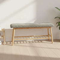 Banc d'entrée pour couloir, organisateur de rangement domestique, étagère à chaussures en bambou
