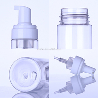 Vente en gros de bouteille de savon mousse plastique blanche ou transparente quantité minimale de commande bas pas chère bouteille nettoyante visage muse bouteille pompe moussante en stock