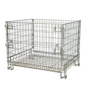 Jaulas de almacenamiento galvanizadas Cesta de alambre Stillage Cage Contenedores de malla de alambre Almacén Contenedor de malla industrial para preformas de PET