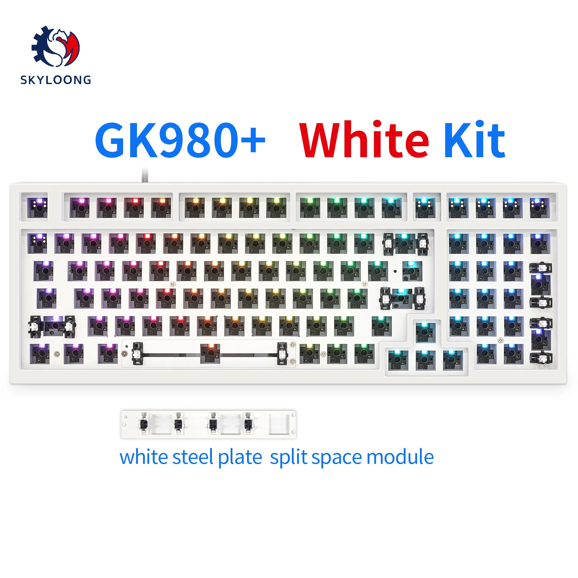 Skyloong gk980 novo lançamento, tamanho completo rgb botão de troca, gateron, interruptor, junta, montagem de jogos, teclado mecânico