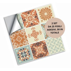 Ensemble de carreaux adhésifs vintage méditerranéens, 50 pièces, finition mate antidérapante, autocollants décoratifs pour murs et sols, pour salle de bain - Product Image 3