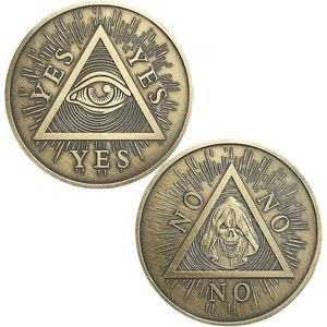 Ja Of Geen Voorspelling Beslissing Munt Ouija Alziend Oog Of Dood Engel Gotische Verkoperde Munt Souvenir Herdenkingsmunt - Product Image 1