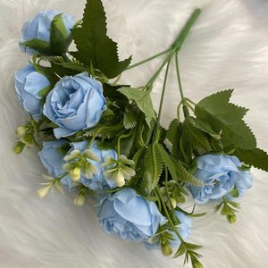 Fleurs artificielles en gros pour centres de table, décorations de mariage, bouquet de 10 têtes de pivoines et roses, fleurs décoratives - Product Image 4