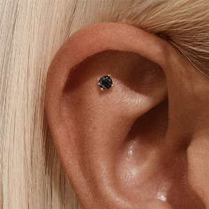 Boucles d'oreilles à vis dorées 1,2x6mm avec quartz rutilé noir en argent S925 à dos plat, 2mm/3mm/4mm - Product Image 4