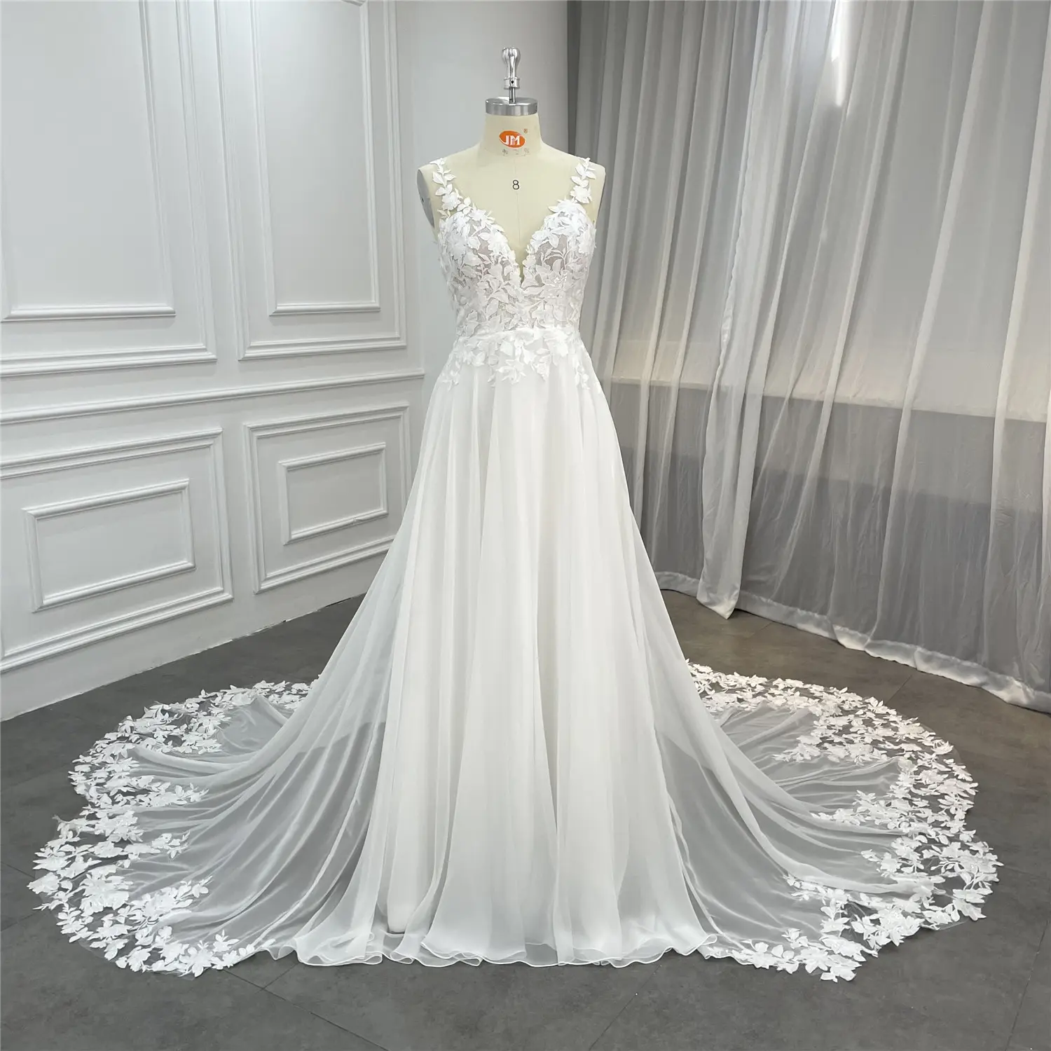 2022 Kollektion Neueste Designer Custom Ready Made Großhandel V-Ausschnitt A-Linie Brautkleid Brautkleid