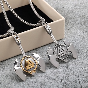 Collar Unisex de Acero Inoxidable Vintage con Colgante de Doble Cara con Símbolo Vikingo de Hacha y Diseño de Copo de Nieve, Joyería de Regalo - Product Image 2