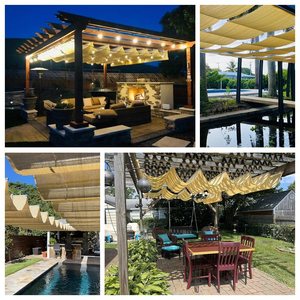 Onda retrattile esterno tenda da sole Gazebo ombrellone telescopico parasole resistente UV parasole da giardino Stretchable sole ombreggiatura tettoia - Product Image 6