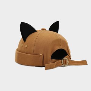 Béret d'été japonais pour femme, avec oreilles de chat mignonnes en fourrure, réglable, style coréen, bonnet dôme Yuppi, tendance pour les fêtes - Product Image 2